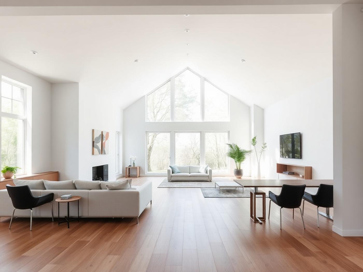 Completed open-concept living space renovated by Bangla Renovations